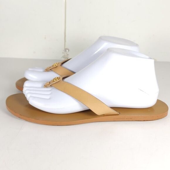 Tory Burch Women's Manon US9M Natural Leather Flat Thong Flip Flops Sandals - Picture 2 of 16
